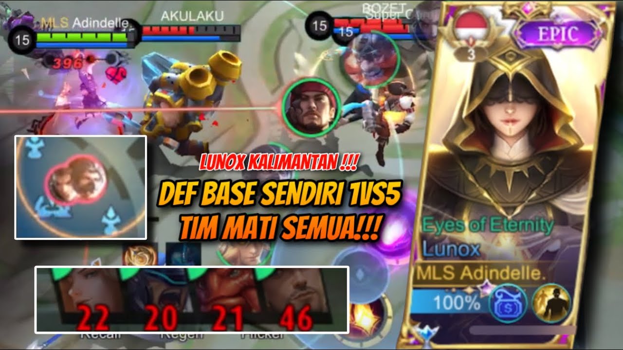LUNOX SAVE THE DAY !!! 1 VS 5 DEFEND BASE SENDIRIAN !!!