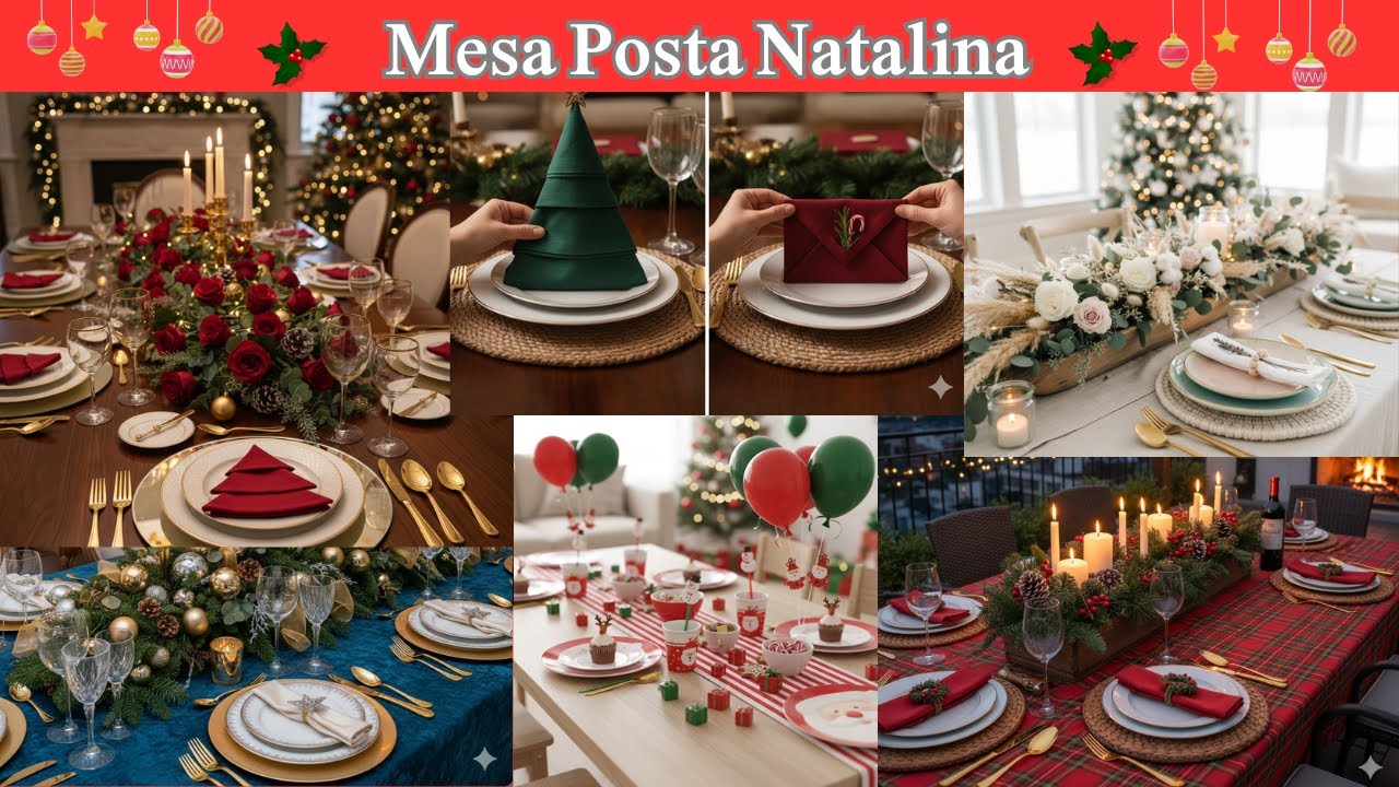 ✨ Como Criar uma MESA POSTA DE NATAL !  🎄 Dicas para uma decoração natalina fácil e linda!