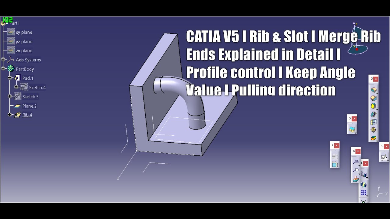 CATIA V5 I Rib & Slot I Merge Rib Ends I Profile control I Keep Angle I Pulling Direction