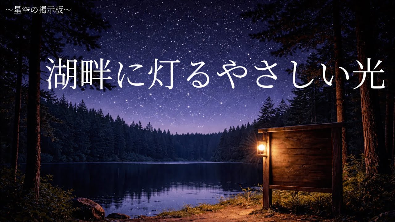 【夜のBGM】星空の掲示板｜湖畔に灯るやさしい光　A Gentle Light by the Lakeside