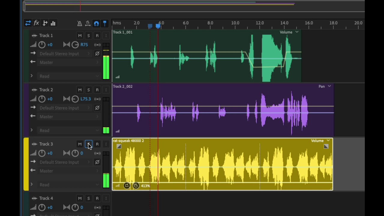 Automating volume and pan in Adobe Audition