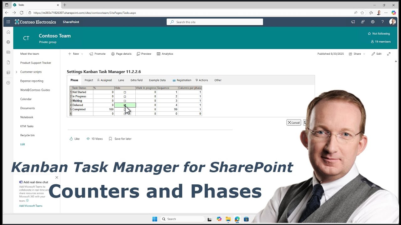 Counters and Phase Settings in Kanban Task Manager