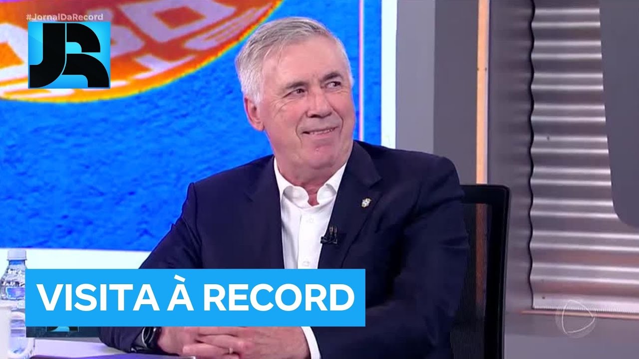 Carlo Ancelotti visita a RECORD e participa de gravação do Esporte Record