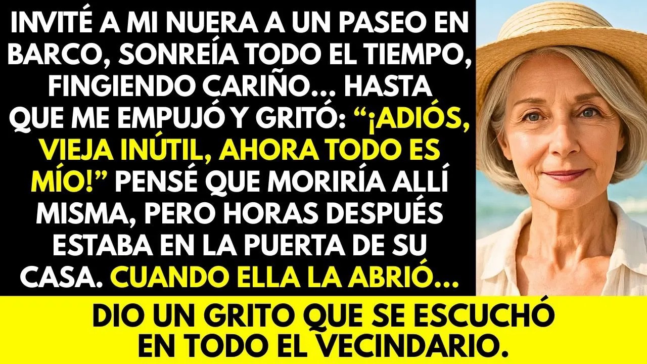 Mi Nuera me empujó del barco gritando ‘¡Adiós, vieja inútil!’ horas después la sorprendí en su casa.