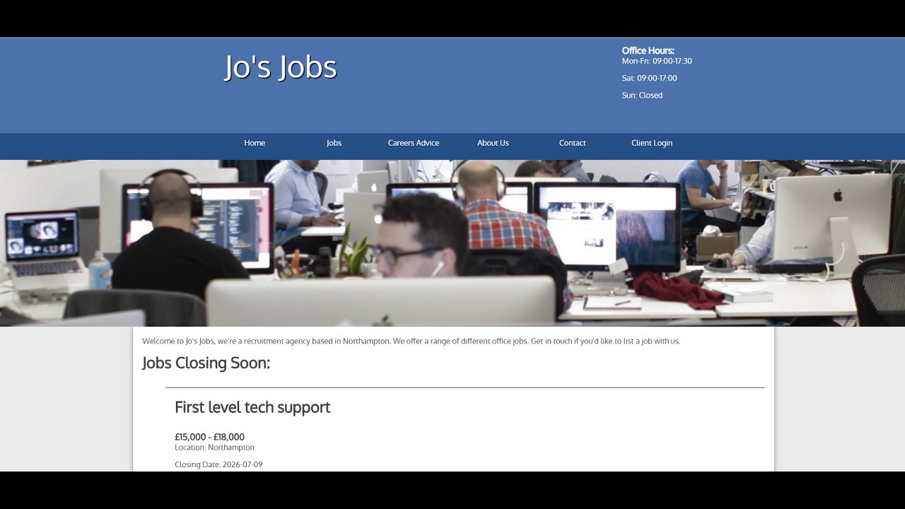CSY2089 Web Programming Assignment 2 Demo | Jo&rsquo;s Jobs | Bibek Ale | 20251021