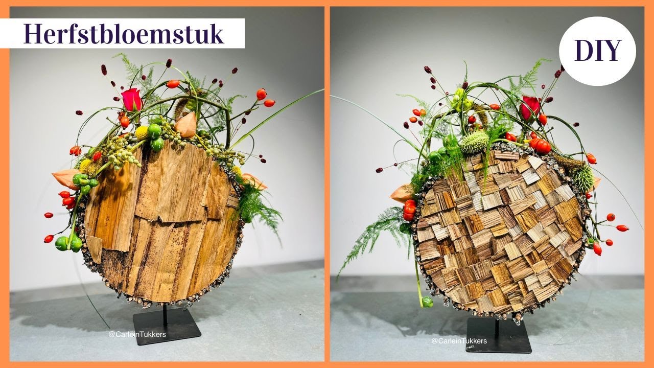 BIJZONDER HERFSTBLOEMSTUK / ORNAMENT 🎃🍂🍁 + WINACTIE! Cursus Bloemschikken #246 | Carlein Tukkers