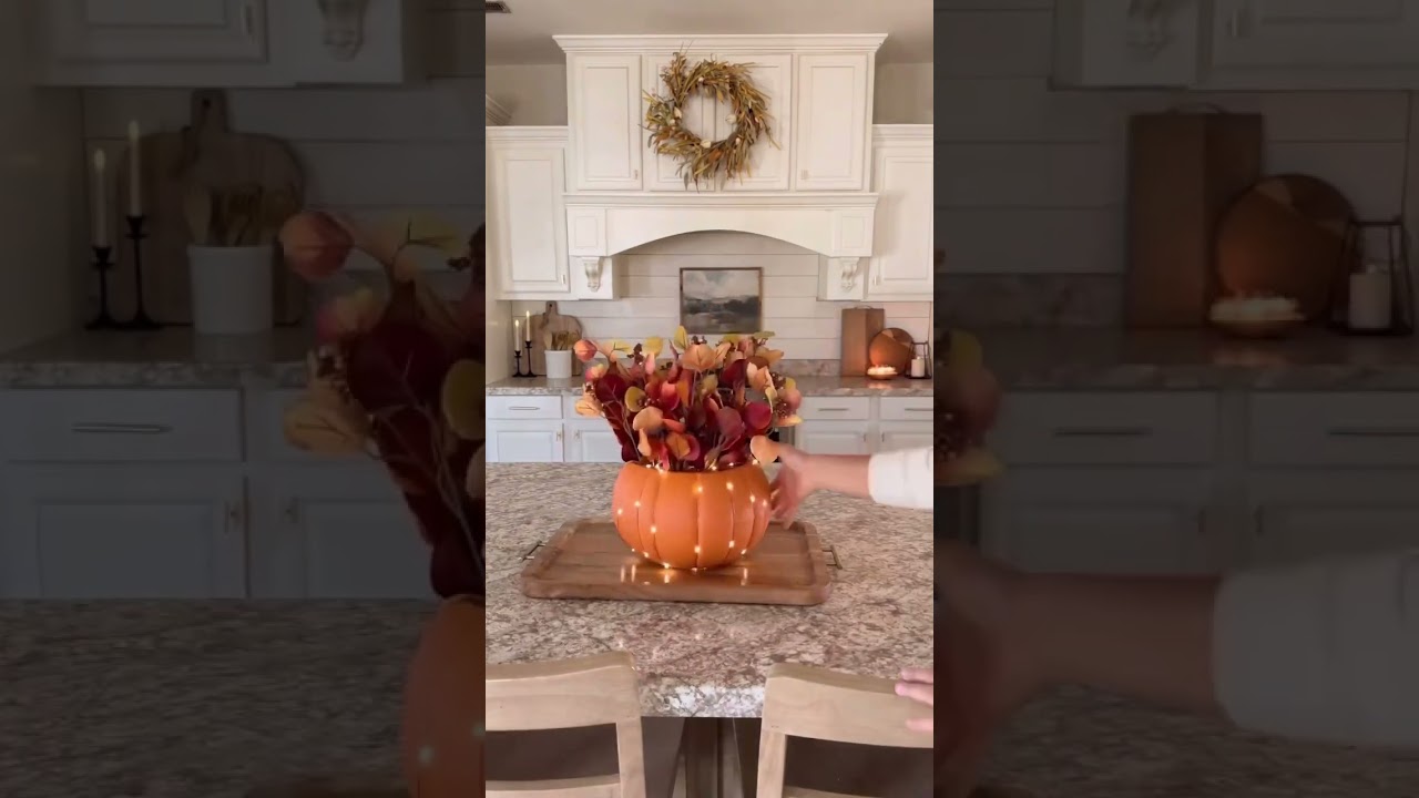 Easy DIY Fall Centerpiece: Cozy Pumpkin Light-Up Arrangement