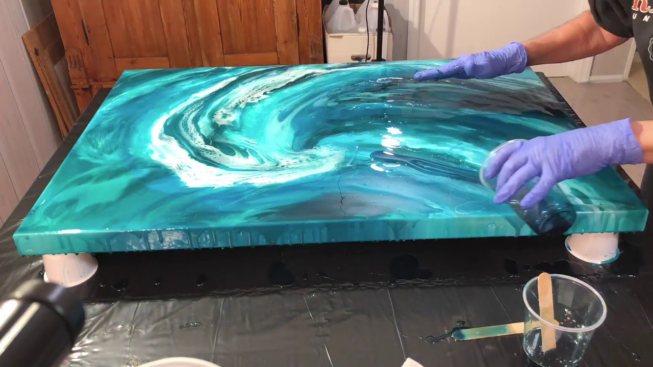 The making of resin wave painting 