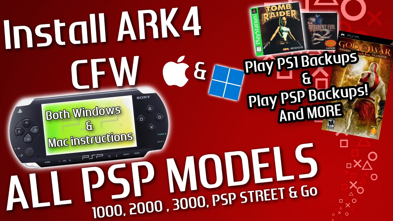 How to Mod Your PSP to PLAY BACKUPS, PS1,EMULATORS. WINDOWS & MAC BOTH. ARK 4 CFW