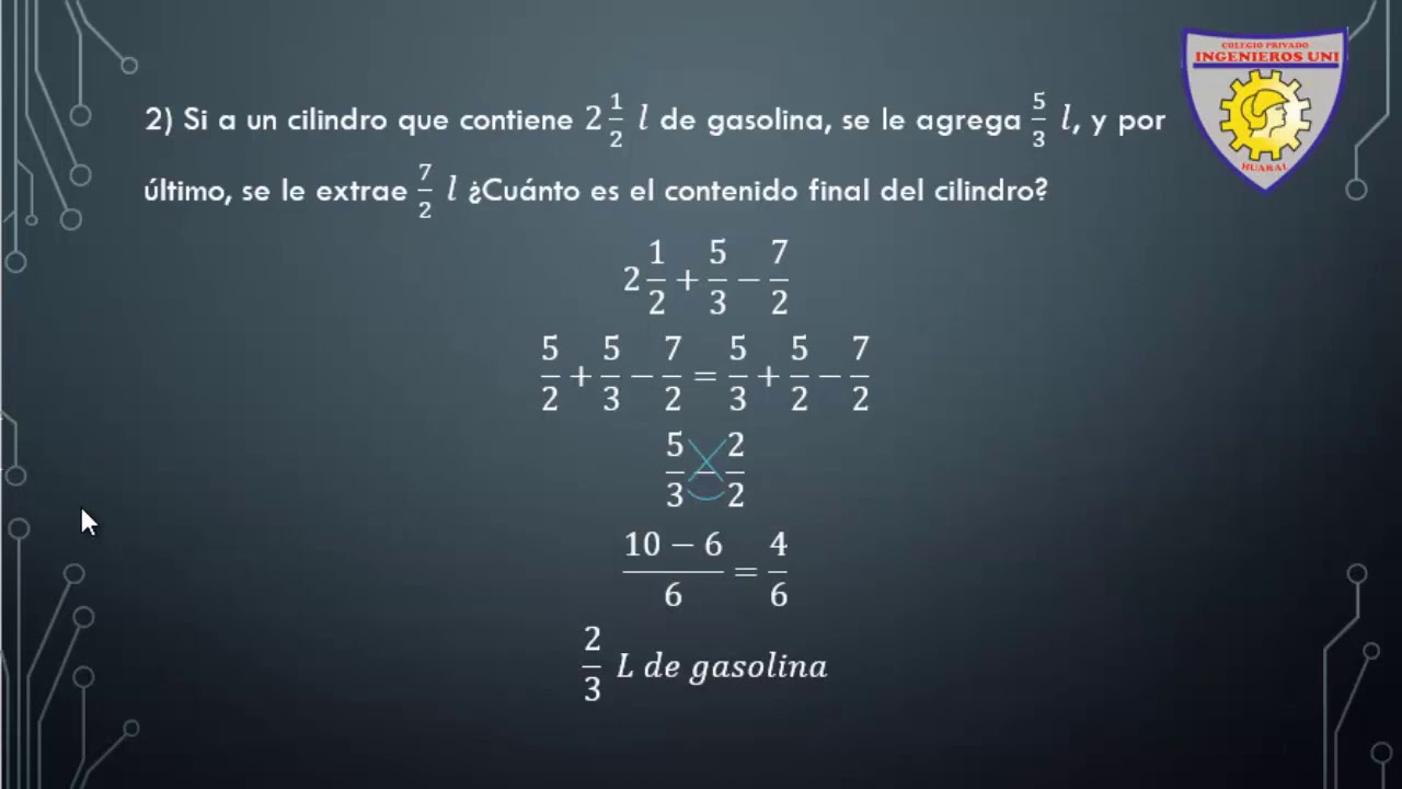 18 Clase Aritmética Texto de Operaciones Combinadas con Fracciones - Cuarto Grado de Primaria