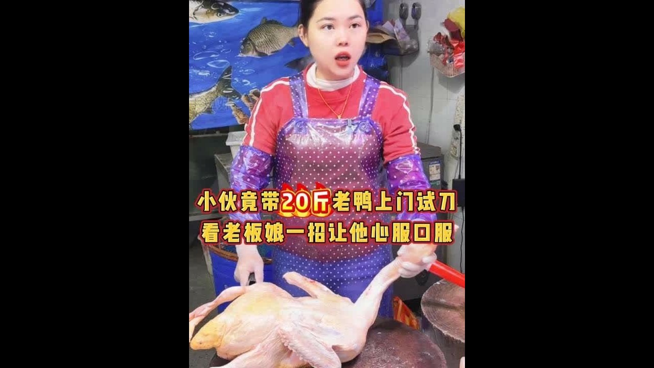 小伙竟带20斤老鸭上门试刀看老板娘一招让他心服口服 #鹅 #砍切两用刀 #厨房好物 #记录生活