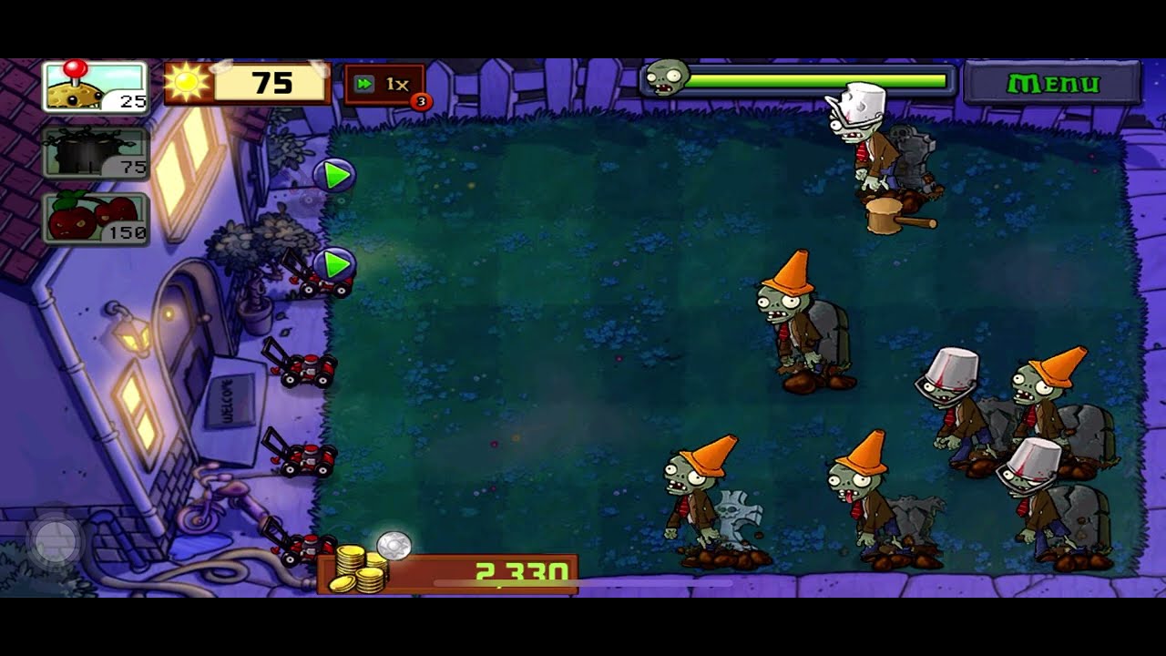 Plants VZ Zombies PVZ - Level 5 (Night Mode)