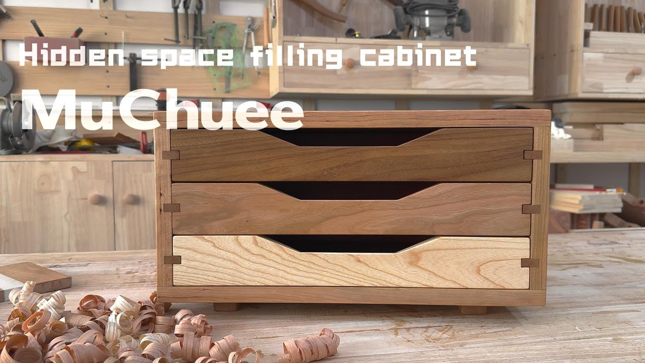 Handmade cherry wood filling cabinet with back hidden space, Woodworking mortise and tenon crafts