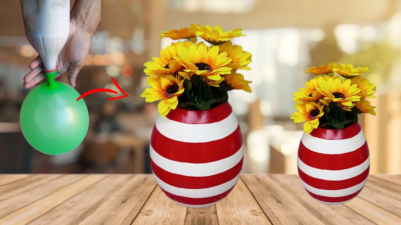 COMO FAZER VASO DECORATIVO LUXUOSO DE BEXIGA E GESSO| #vasofeitocombexigaegesso #vasofeitodegesso