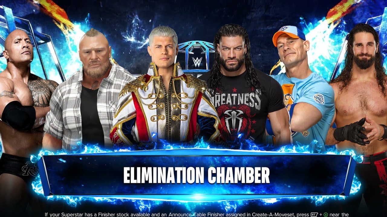 6 Man Elimination Chamber Match Roman Brock Rock Seth John Cody New Match wwe2k24 #new #wwe #usa
