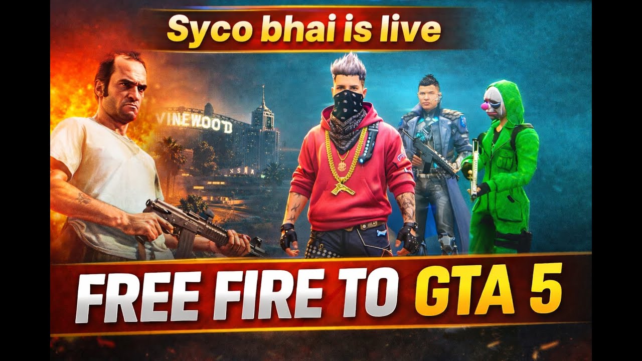 🔴FREE FIRE TO GTA 5 Ultimate 5 Star Challenge Live | #shortsfed #freefire #gta5