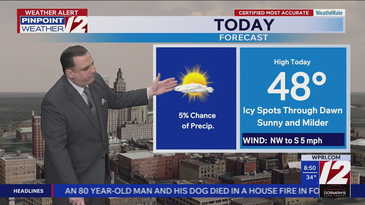 WPRI 12 Weather Forecast for 3/4/26:  Mild, drier today