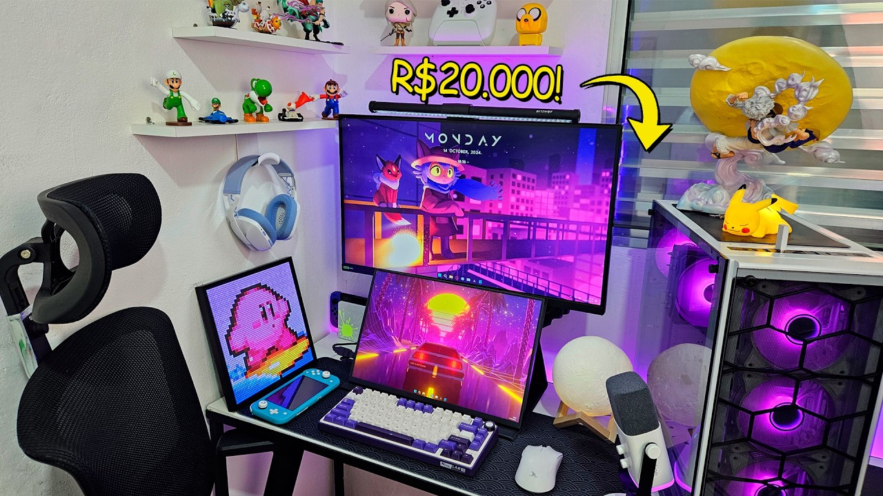 meu setup/quarto gamer de R$20.000! (+coleção de consoles)