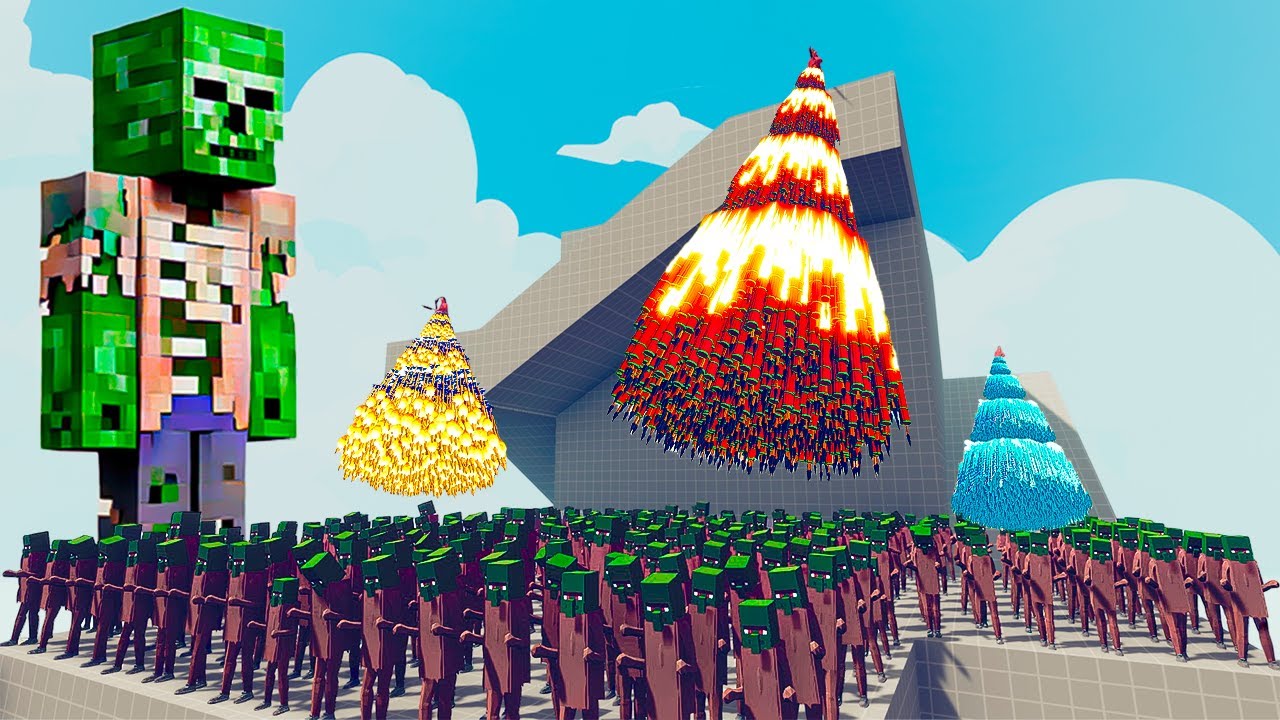 200x MINECRAFT ZOMBIE VILLAGER vs 4x EVERY GOD - Totally Accurate Battle Simulator TABS