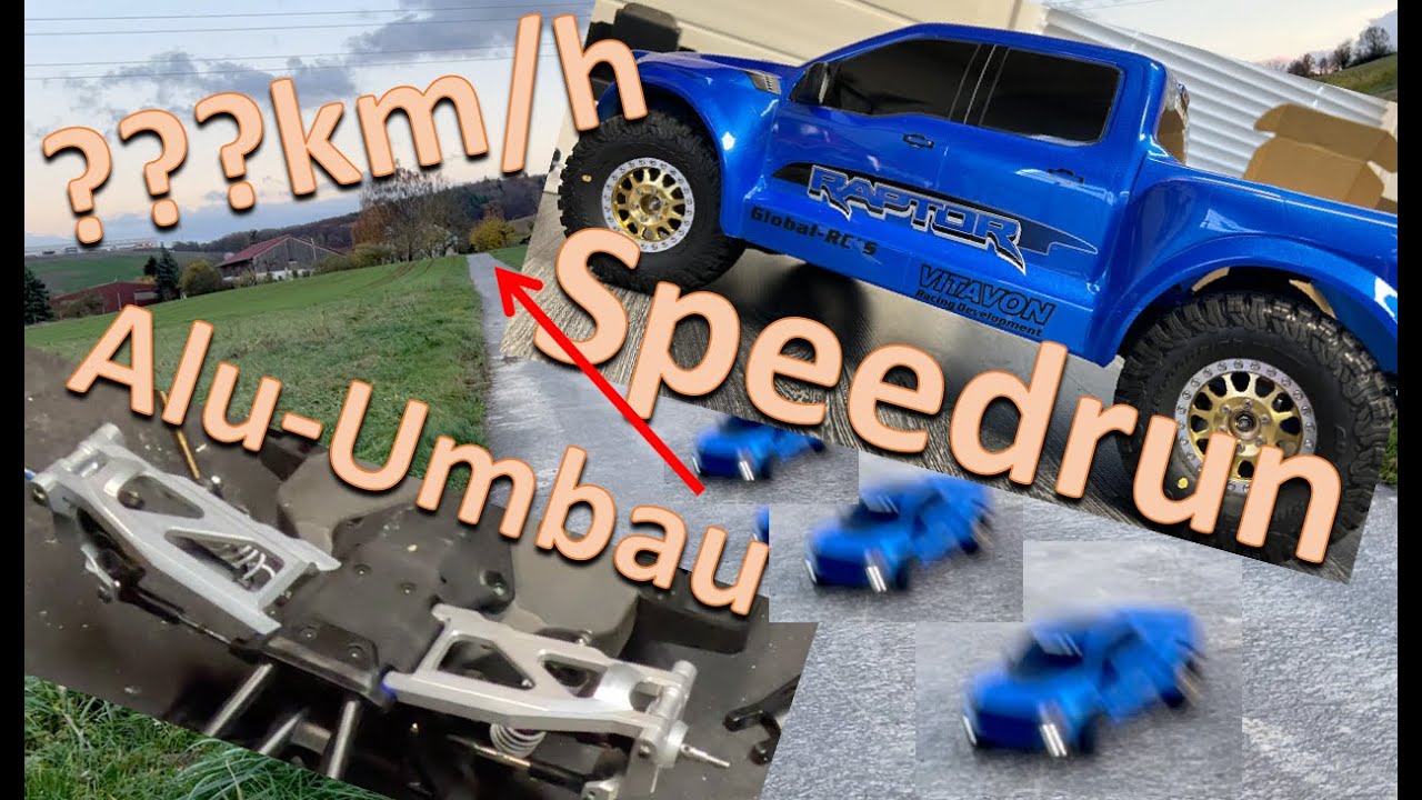 Traxxas Raptor R VXL bekommt ALU Kur und High-Speed-Ritzel, Speedrun auf 3s mit Überraschung.