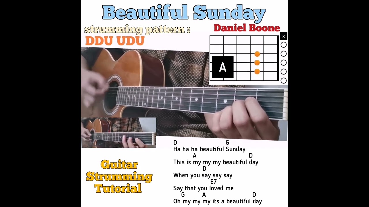 Beautiful Sunday - Daniel Boone guitar chords w/ lyrics & strumming tutorial