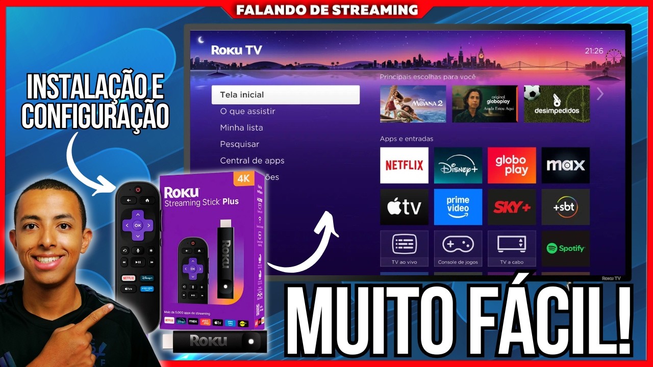 Roku Streaming Stick Plus Instalação e Configuração Completa! Passo a Passo Completo!