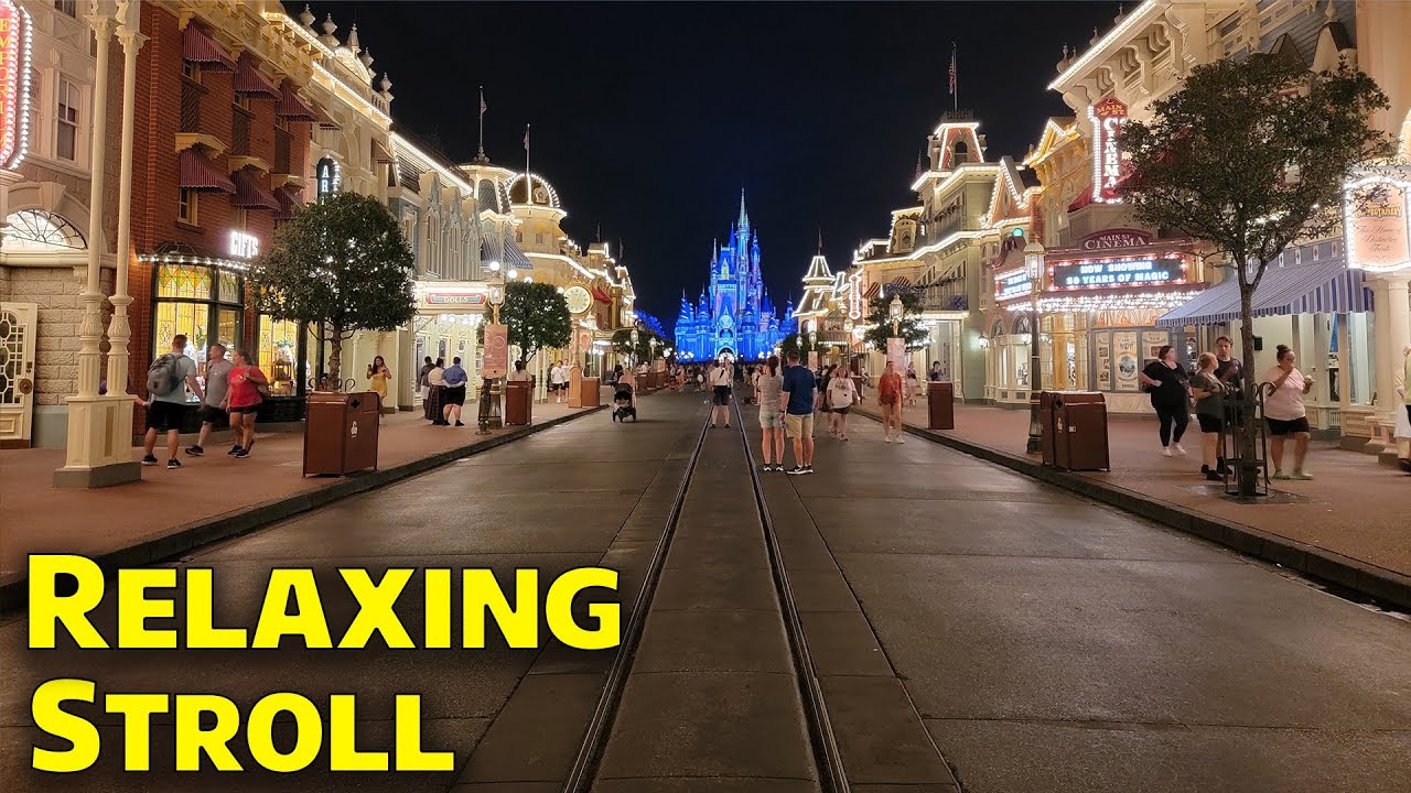 Main Street USA - Relaxing Night Stroll - Low Crowd - No Narration - Walt Disney World