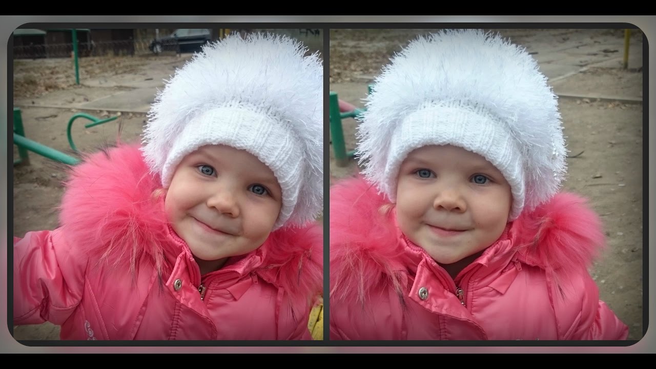 зимняя шапка на девочку 4 -  5 лет.  вязание спицами, травкой