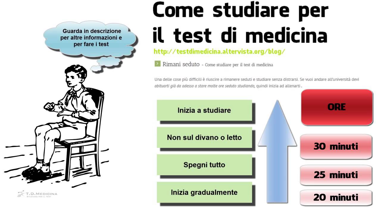Come studiare per il test di medicina. 4) Rimani seduto.