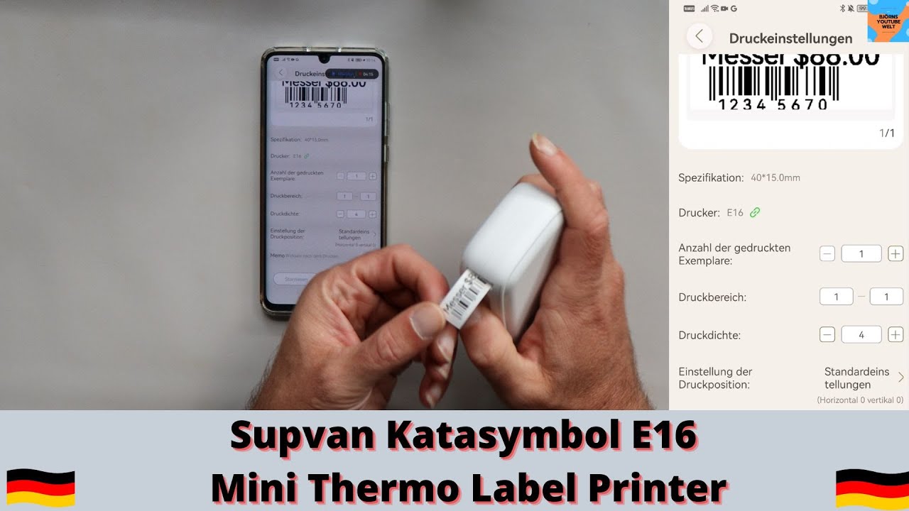 Supvan Katasymbol E16 Mini Thermo Label Printer für iOS und Android - Smartphone Drucker iPhone