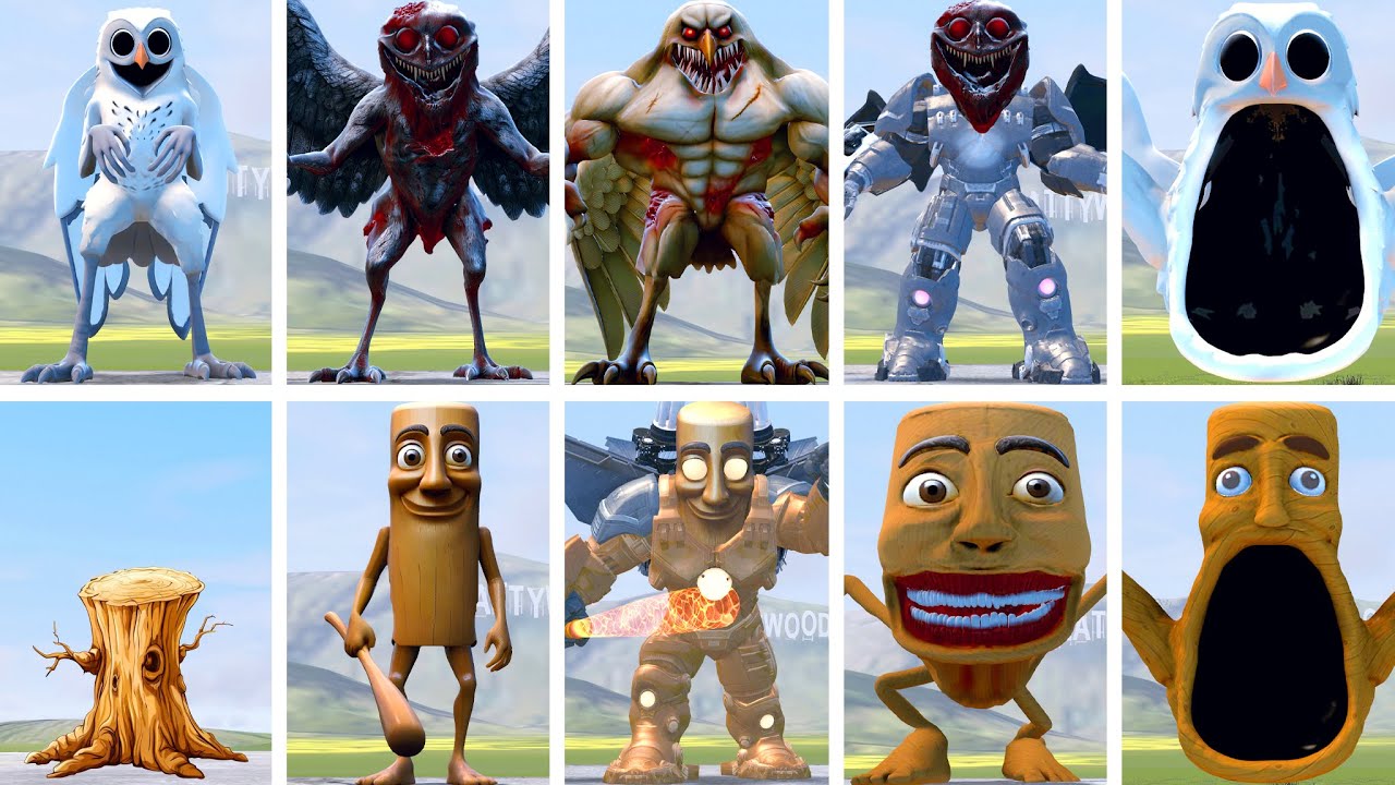 EVOLUTION OF ALL CURSED OWL VS TUNG TUNG SAHUR FAMILY ITALIAN AI BRAINROT MEMES in Garry's Mod