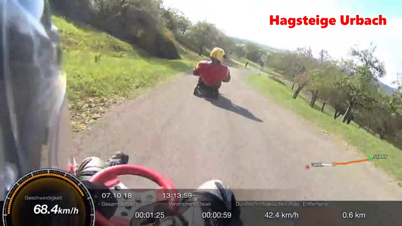 BobbyCar mit über 80 km/h Streckentest Urbach, Hagsteige
