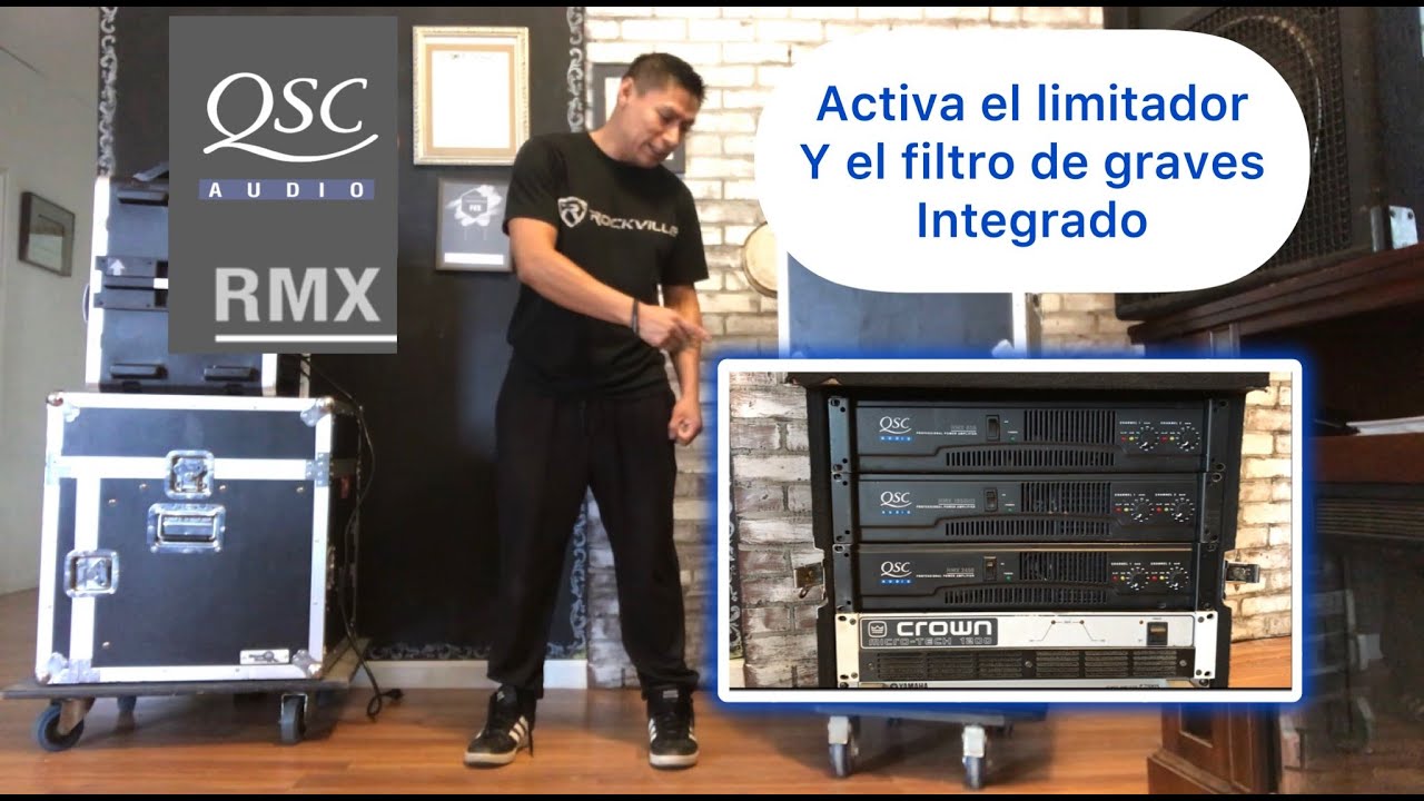 como configurar el limitador y el filtro de graves en el amplificador QSC RMX/Clip limiter-LF filter