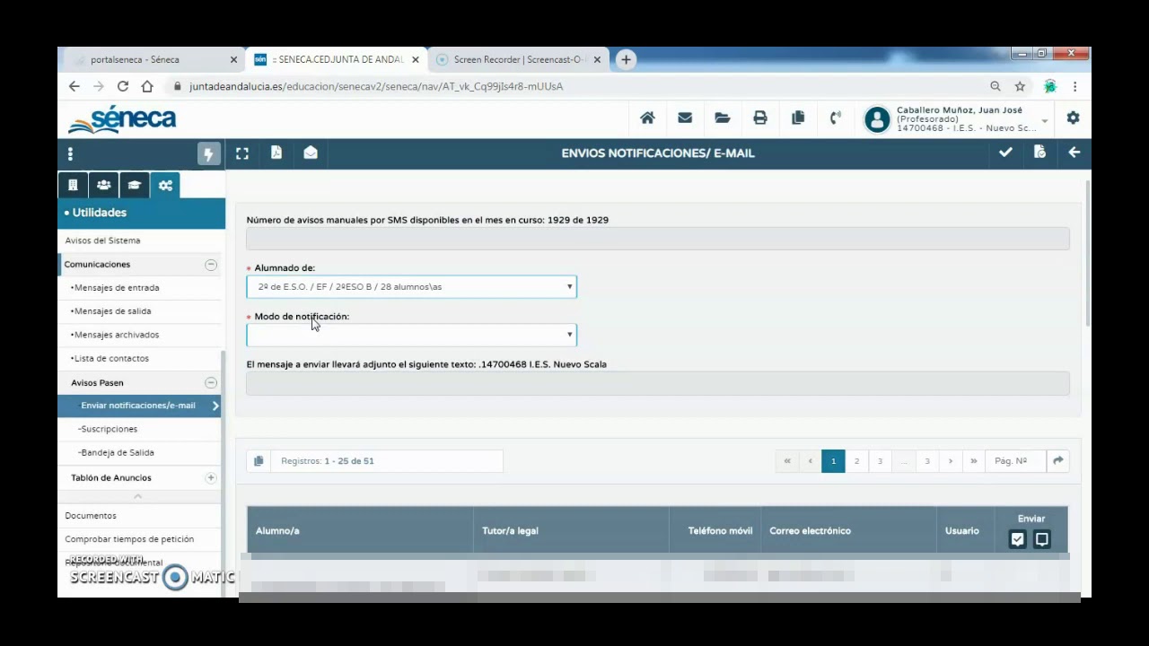 Comunicación centro familias por medio de Séneca y Pasen: 2. Avisos Pasen