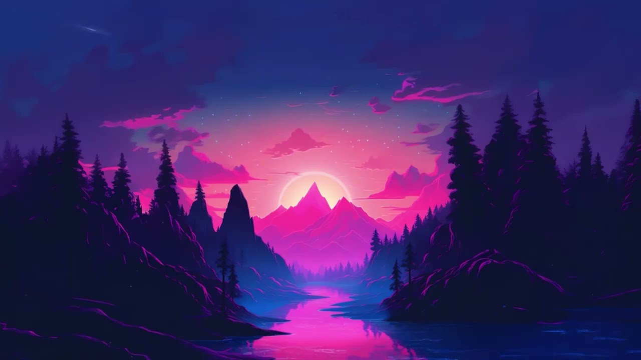 Neon Sunset Valley 🌄 Chill & Relax Music  Dreamy Synthwave Ambience