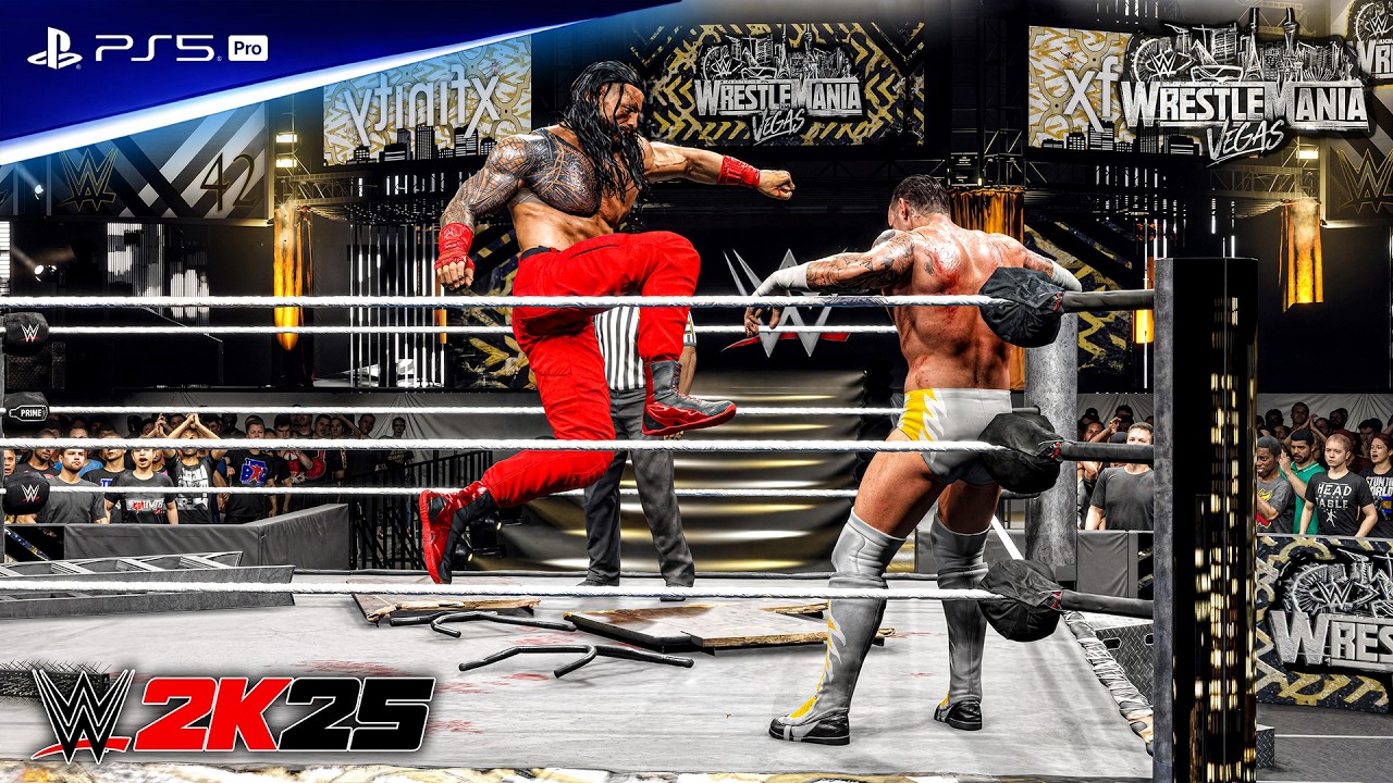WWE 2K25 - Roman Reigns vs CM Punk - WWE Championship Match at Wrestlemani 42 Vegas | PS5 Pro [4K60]