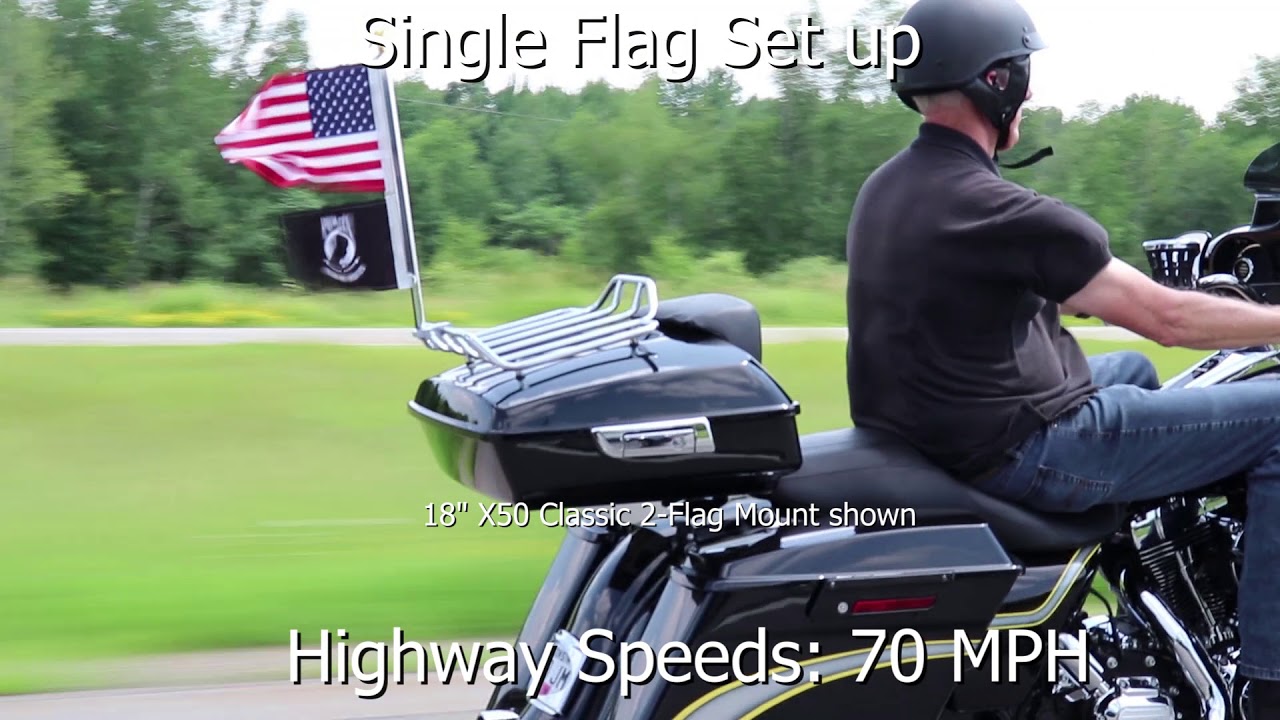 X50 Flag Mounts: MC Flags Flying at Town, City, and Highway Speeds