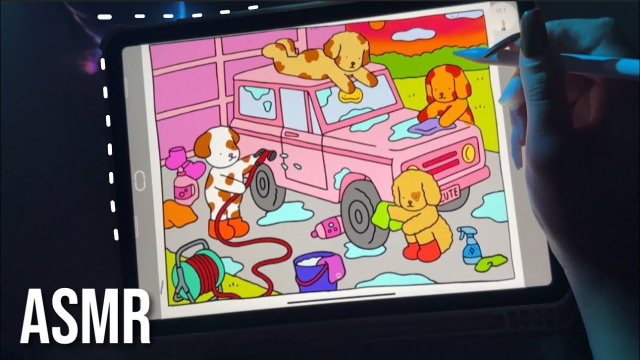 ASMR - COLORINDO BOBBIE GOODS NO IPAD 🧸| sussurros e sons de boca 