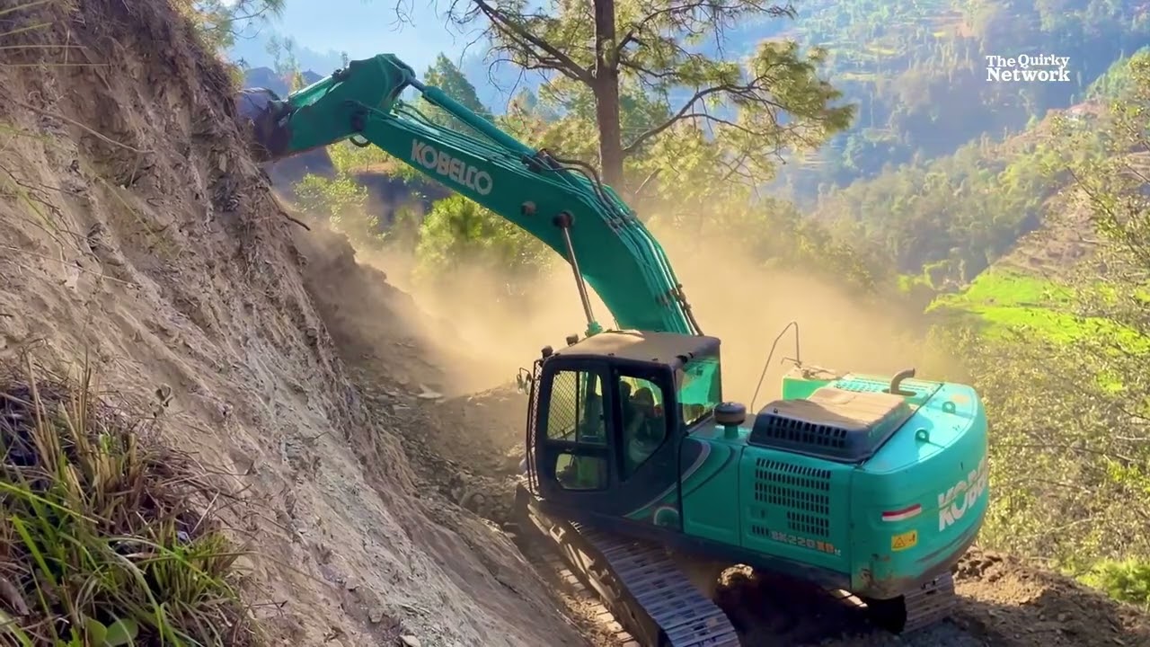 Kobelco Excavator Nonstop Working To Finish Superfast Mountain Road | Skillful Operators at Work