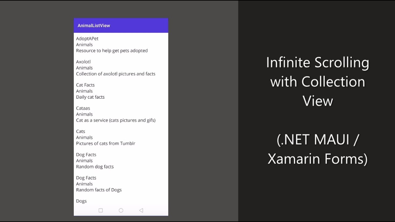 Infinite Scrolling using CollectionView In .NET MAUI / Xamarin Forms