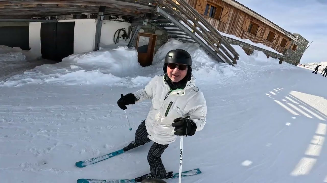 Tignes. ‘26. Followcam Side/by-piste Creux w. Mario. By the lift Mt. Blanc & Tommeuses. 4k