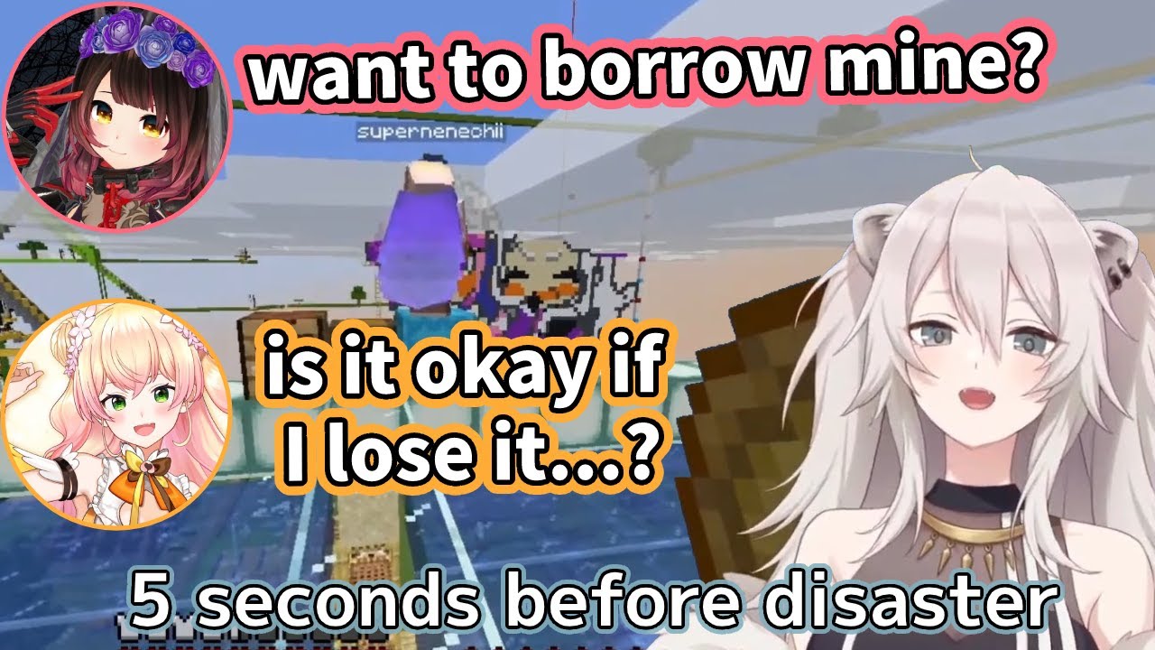 Nene tries flying with an elytra (disaster warning) [ENG Subbed Hololive]