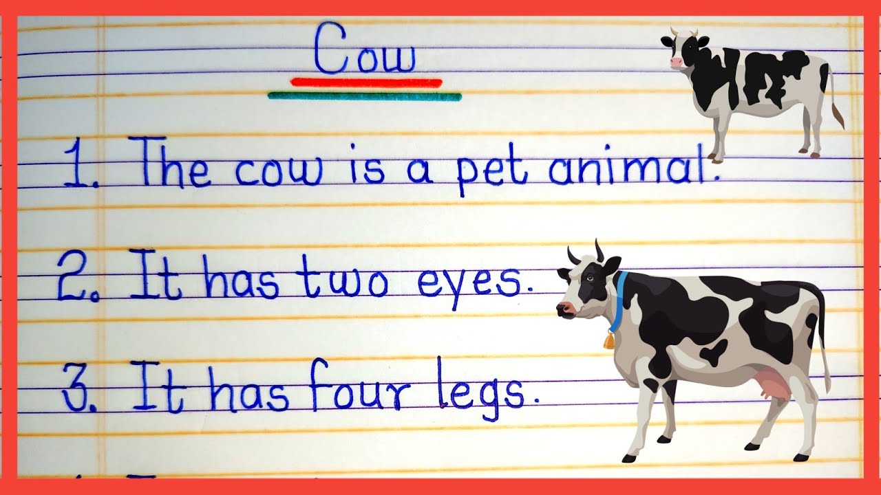 10 Lines On Cow In English | Cow Essay In English 10 lines writing | easy essay on cow