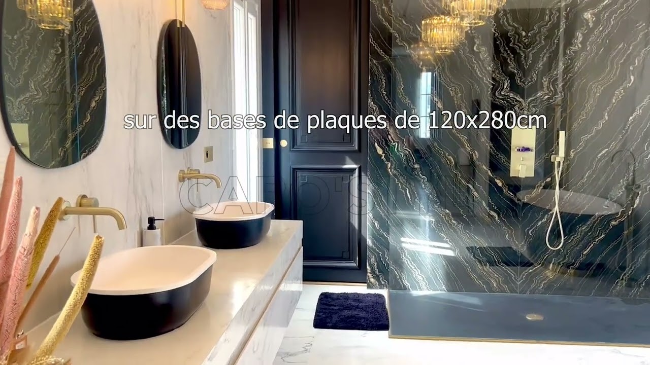 Salle de bain luxueuse avec carrelage effet marbre unique