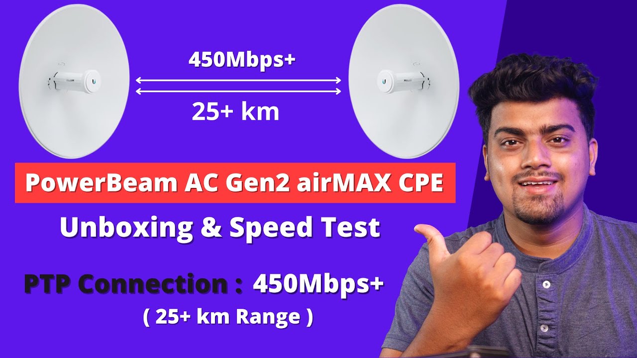 Ubiquiti PowerBeam 5AC Gen2 (450mbps)✅ Best PTP Network Device | Unboxing and Speed Test | Hindi