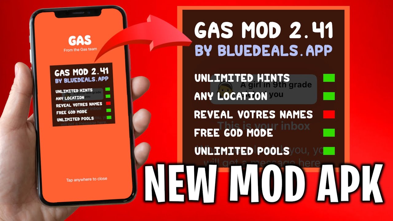 Gas App Mod (See Who Likes You, Unlimited Hints + MORE)