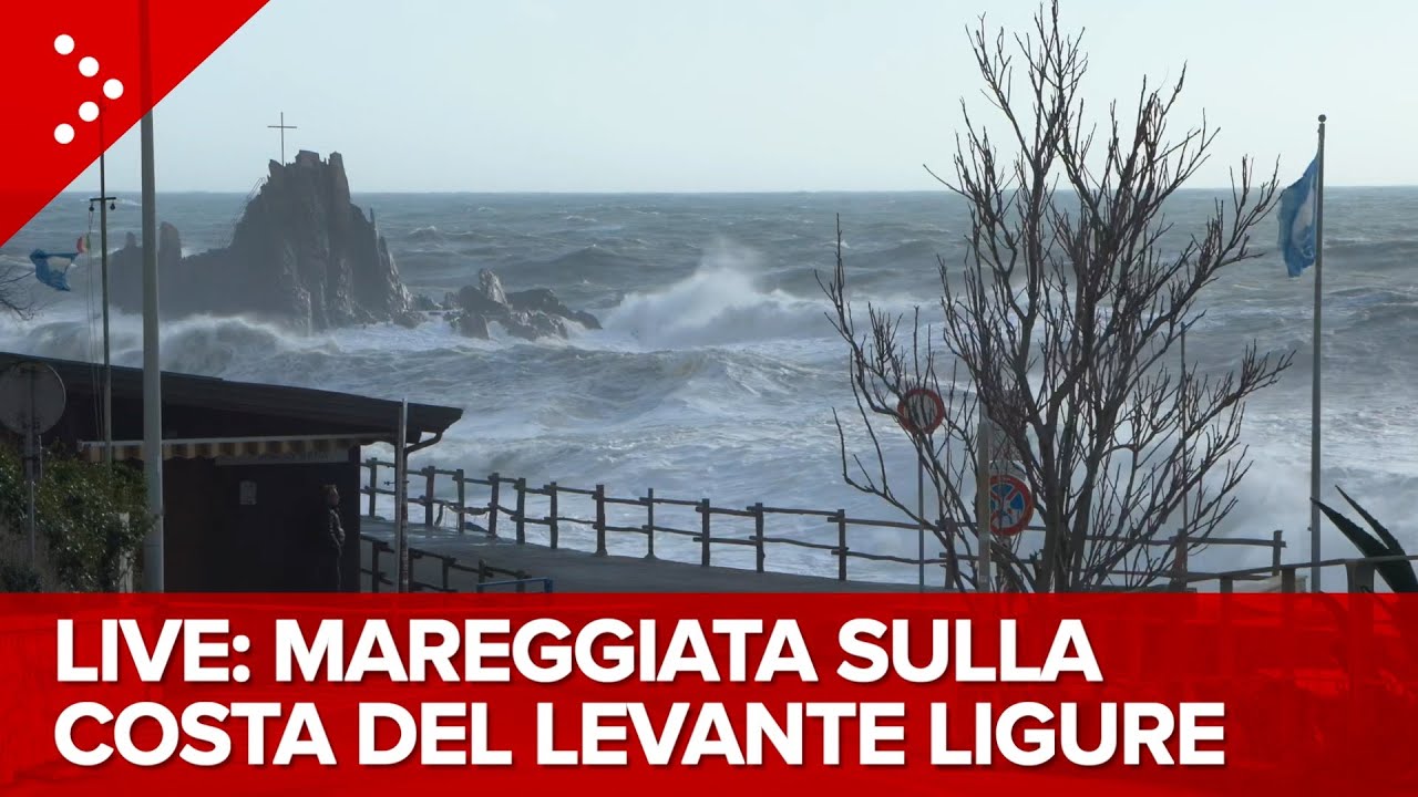 LIVE Intensa mareggiata in corso sulla costa di Sestri Levante: diretta video