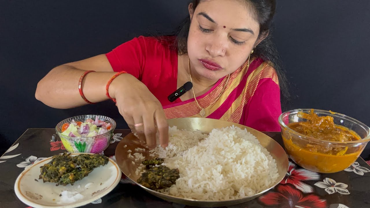 Eating,Rice,SojnePatarBoda,Spicy🥵MuttonCurry  And Salad🤤