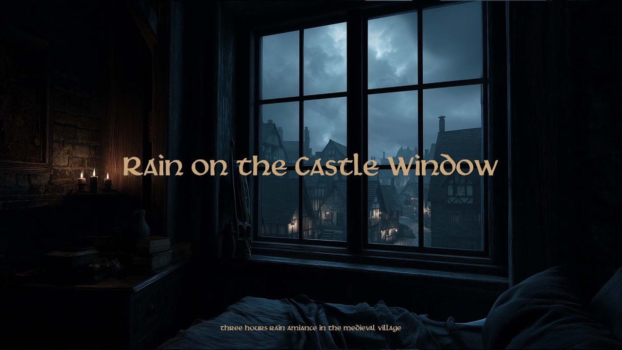 Rain Sounds Through an Old Medieval Window | Cozy Night Atmosphere