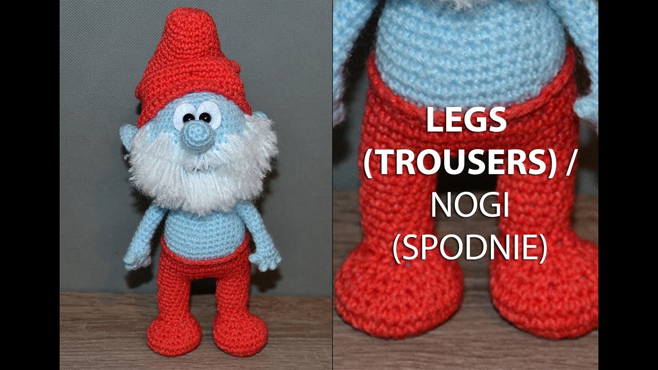 Amigurumi crochet SMURFS/SMERFY. Male team. Part 1/5: LEGS (TROUSERS) / NOGI (SPODNIE)